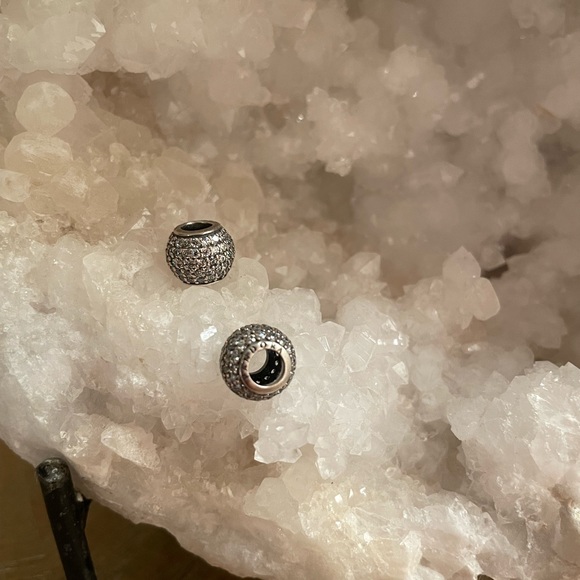 2 Authentic Pandora Pave Light CZ Clear Charms - Picture 4 of 4